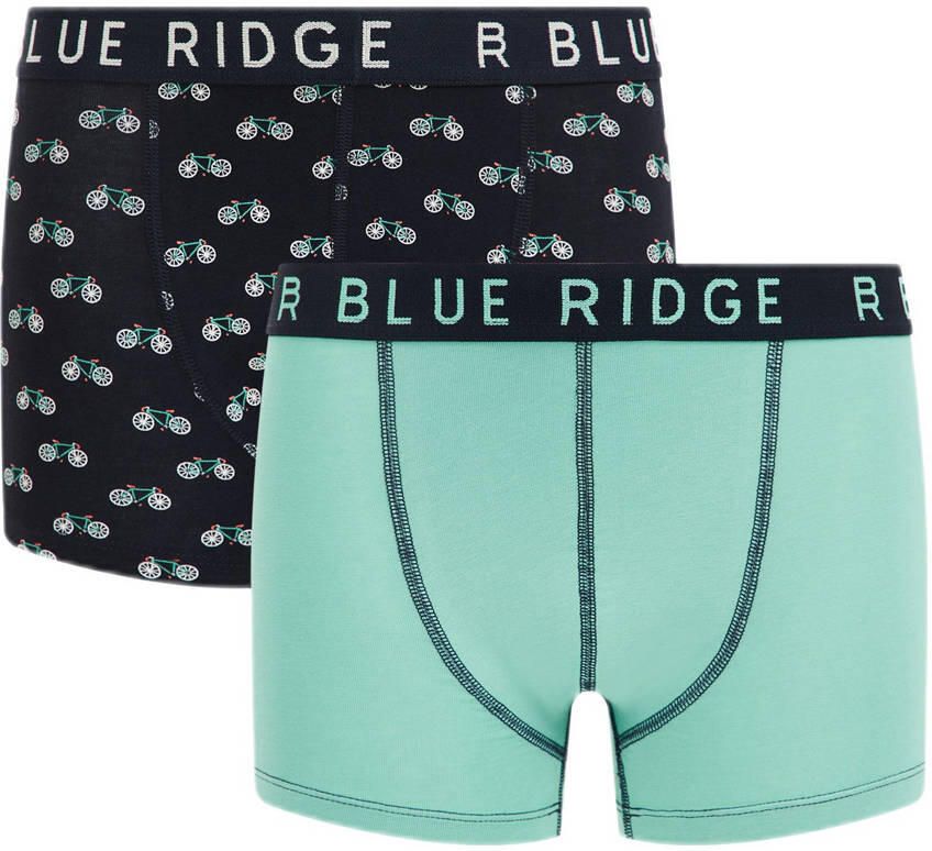 WE Fashion Blue Ridge boxershort set van 2 zwart groen Blauw Jongens Stretchkatoen 110 116