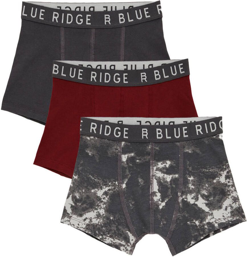 WE Fashion Blue Ridge boxershort donkerrood antraciet beige (set van 3)