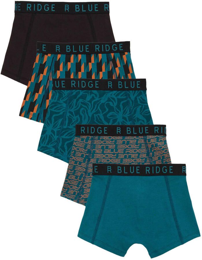WE Fashion Blue Ridge boxershort blauwgroen zwart oranje (set van 5)