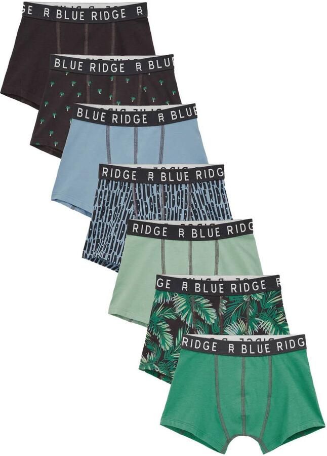 WE Fashion Blue Ridge boxershort donkergroen donkerblauw (set van 7)