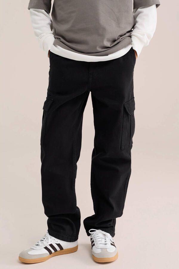 WE Fashion Blue Ridge cargobroek zwart