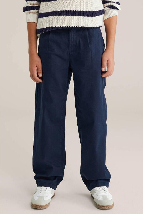 WE Fashion Blue Ridge casual broek donkerblauw