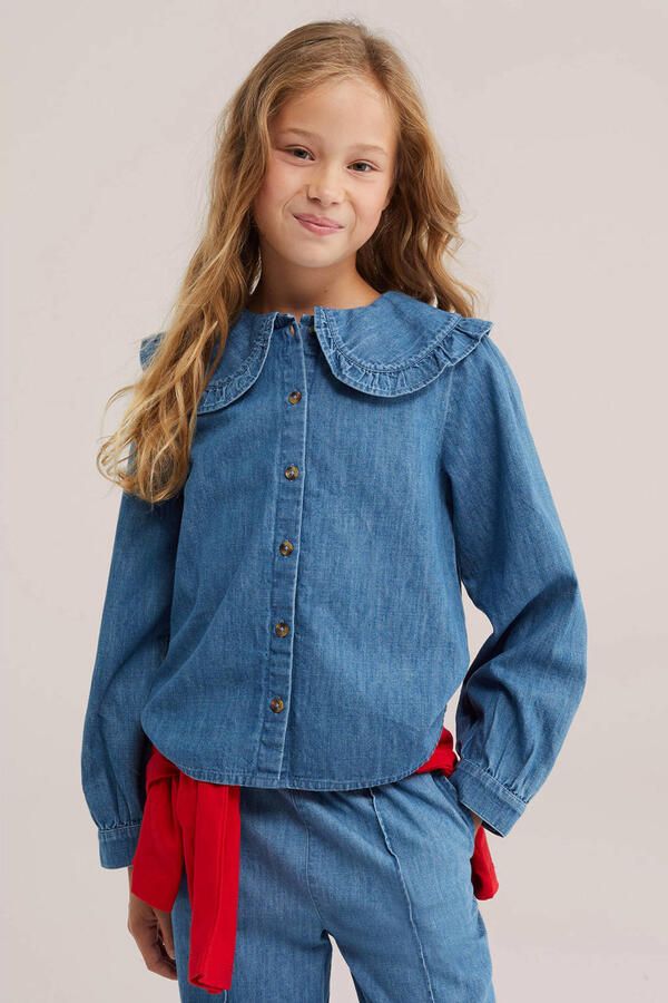 WE Fashion Blue Ridge denim blouse mediumblauw