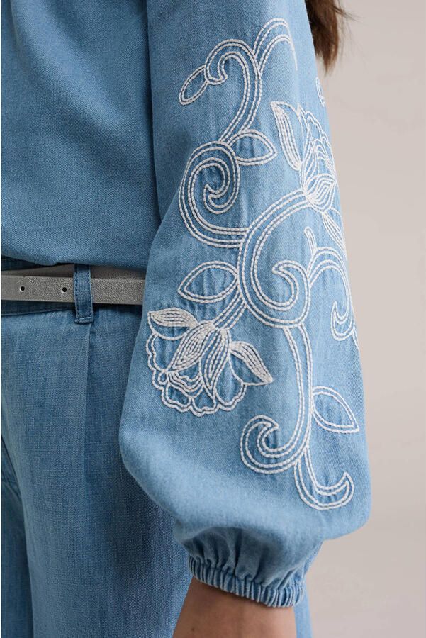 WE Fashion Blue Ridge denim gebloemde blouse light blue denim - Foto 2