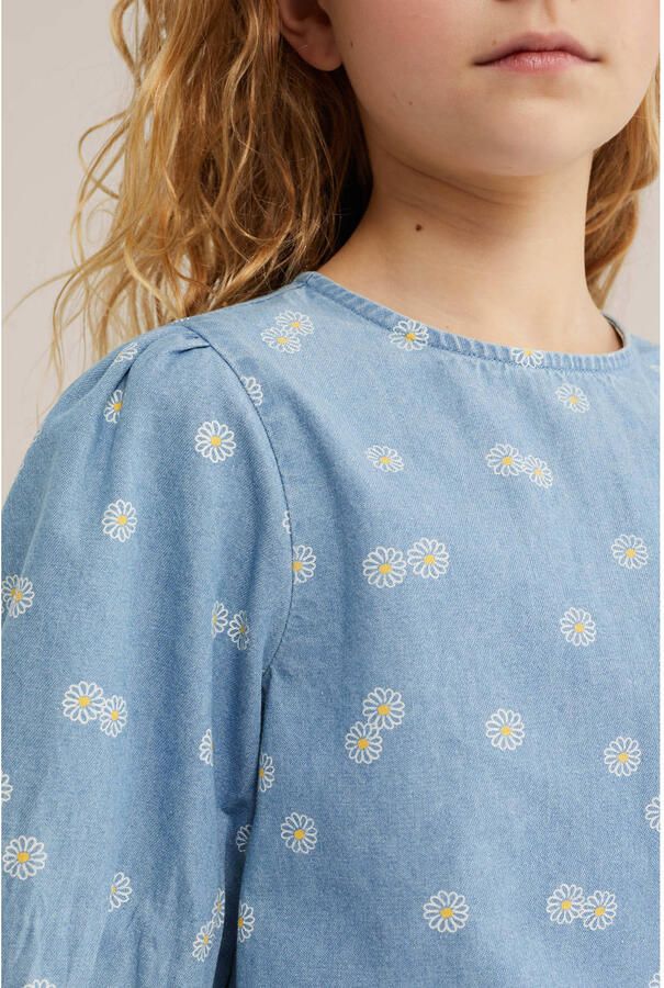 WE Fashion Blue Ridge denim gebloemde blousetop light blue denim - Foto 2