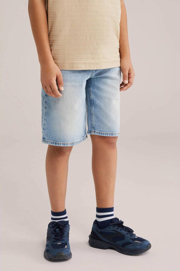 WE Fashion Blue Ridge denim loose short light blue denim