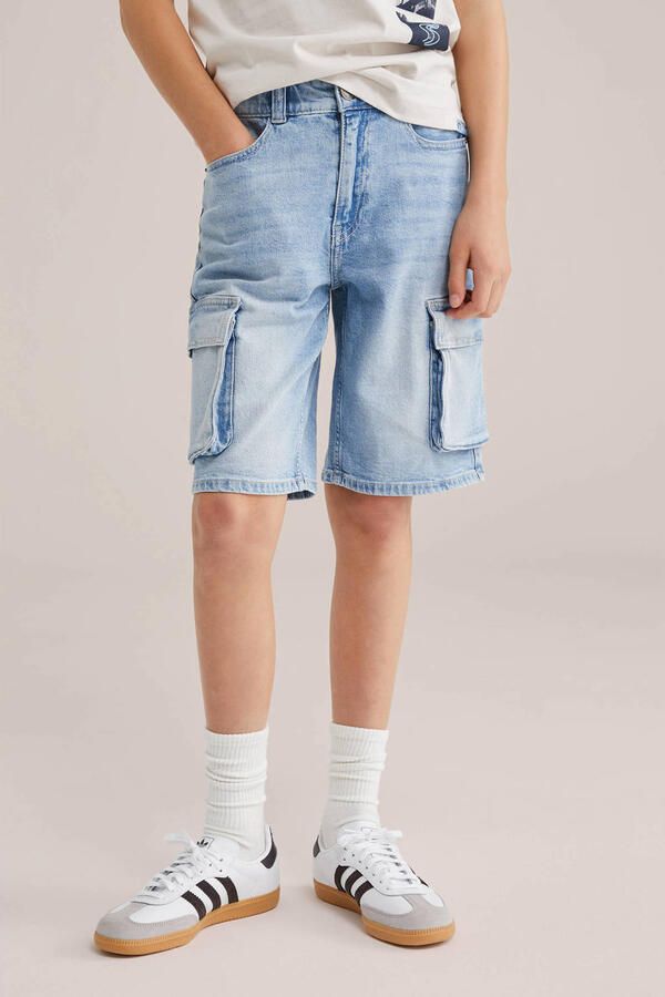 WE Fashion Blue Ridge denim loose short light blue denim