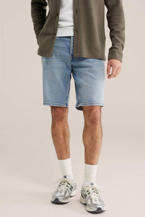 WE Fashion Blue Ridge denim regular short blauw