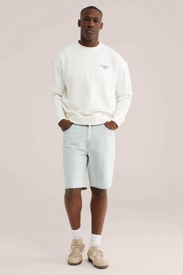 WE Fashion Blue Ridge denim relaxed short lichtblauw