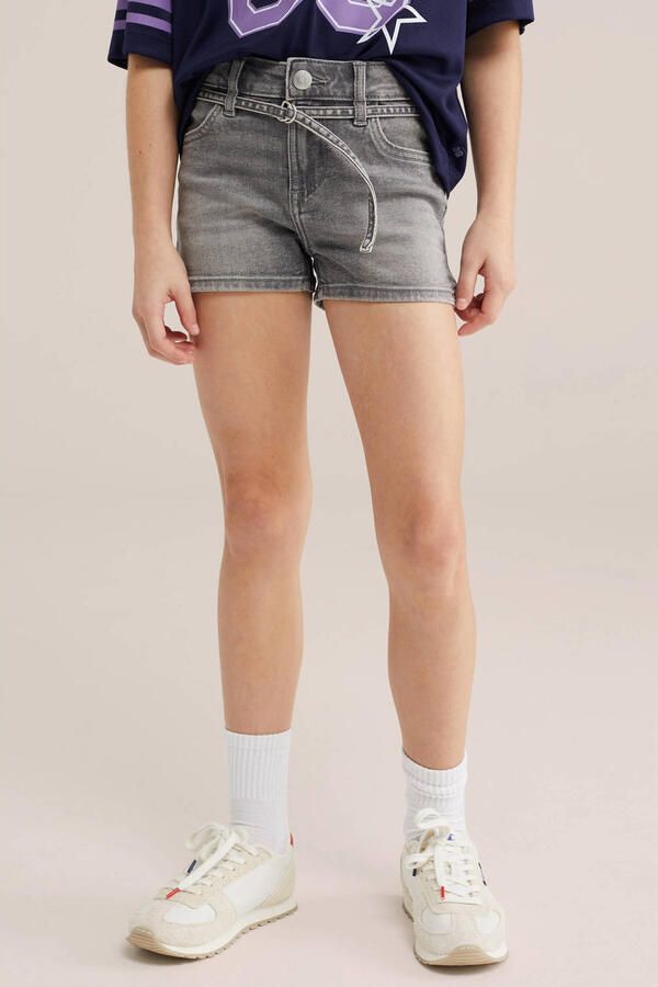 WE Fashion Blue Ridge denim slim short grey denim