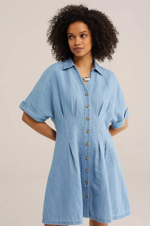WE Fashion Blue Ridge denim spijkerjurk light blue denim