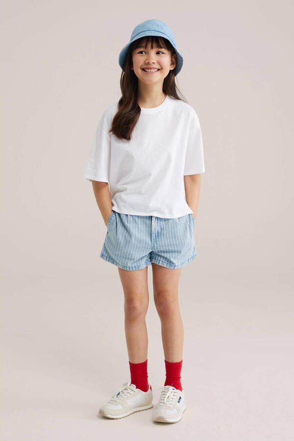 WE Fashion Blue Ridge denim straight gestreepte short light blue denim - Foto 3