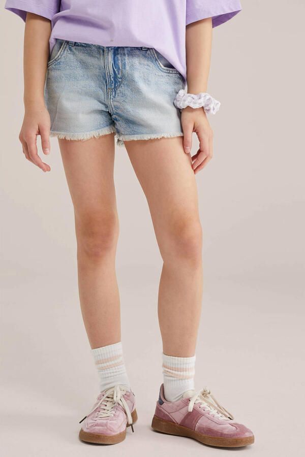 WE Fashion Blue Ridge denim straight short light blue denim