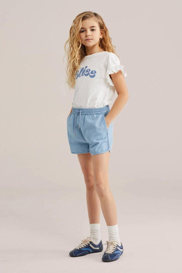 WE Fashion Blue Ridge denim straight short light blue denim
