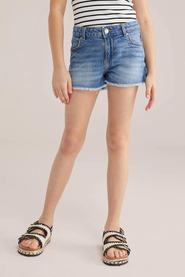 WE Fashion Blue Ridge denim straight short medium blue denim