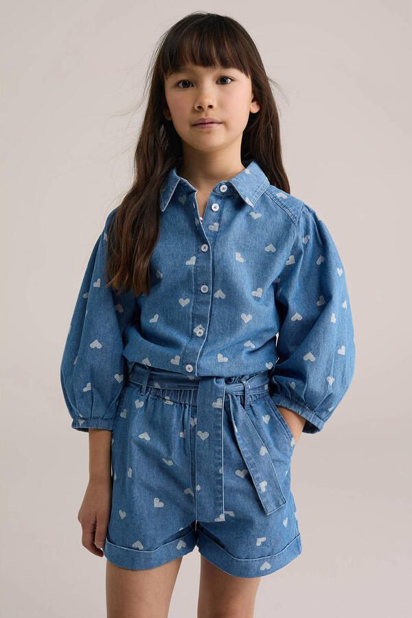 WE Fashion Blue Ridge denim straight short met hartjes medium blue denim - Foto 2
