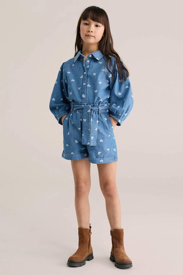 WE Fashion Blue Ridge denim straight short met hartjes medium blue denim - Foto 3