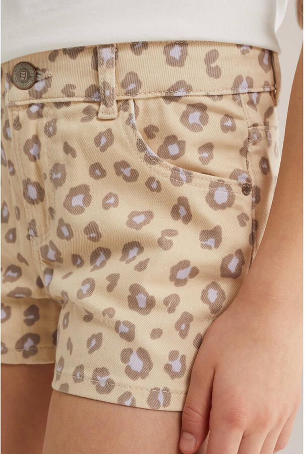 WE Fashion Blue Ridge denim straight short met panterprint beige - Foto 2