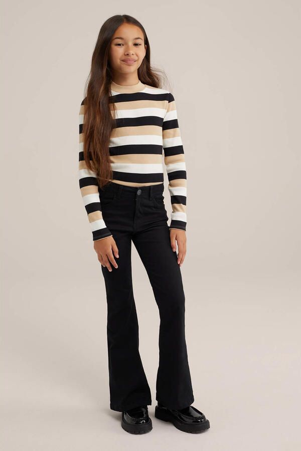 WE Fashion Blue Ridge flared jegging zwart Jeans Meisjes Stretchdenim Effen 116