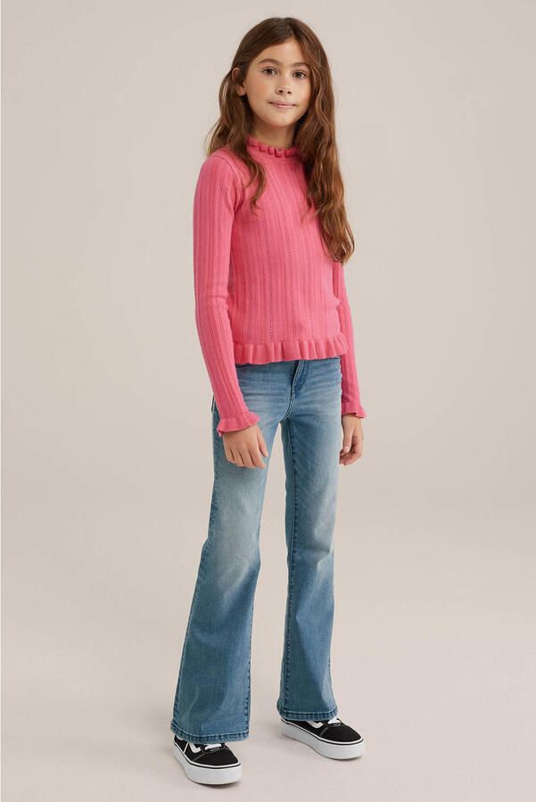 WE Fashion Blue Ridge flared jeans mid blue Broek Blauw Meisjes Stretchdenim 176