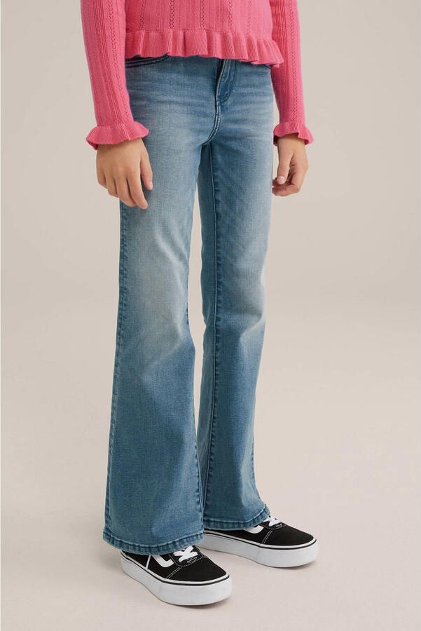 WE Fashion Blue Ridge flared jeans mid blue Broek Blauw Meisjes Stretchdenim 170