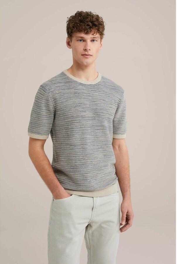 WE Fashion Blue Ridge gebreid t-shirt met dessin moonbeam