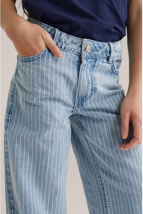 WE Fashion Blue Ridge gestreepte wide leg jeans light blue denim - Foto 3