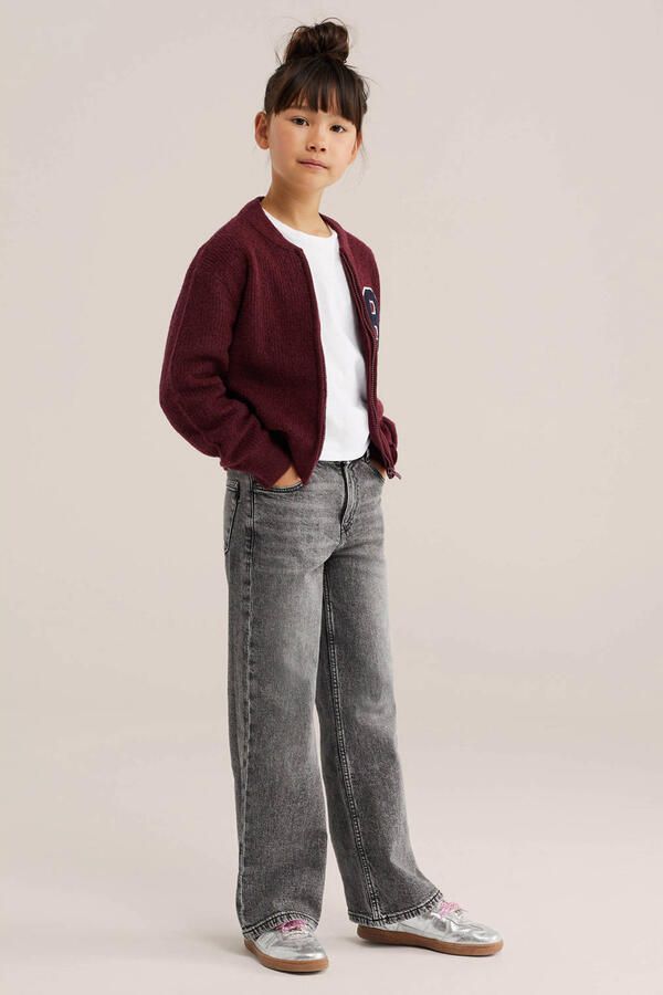 WE Fashion Blue Ridge high waist wide leg jeans grey denim Grijs Effen 128 - Foto 3