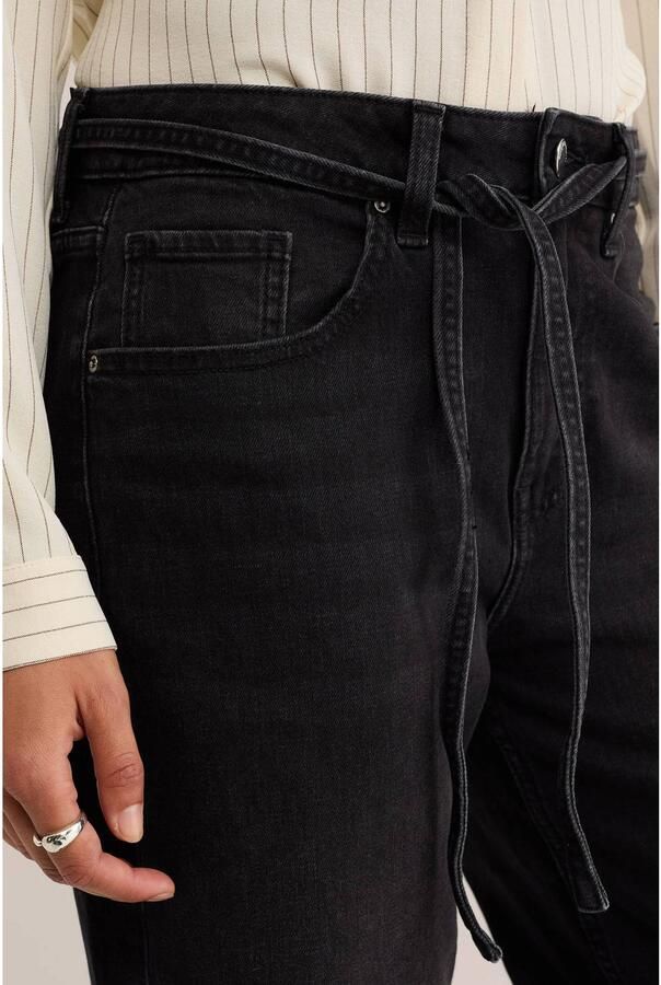 WE Fashion Blue Ridge high waist wide leg jeans met ceintuur zwart - Foto 2