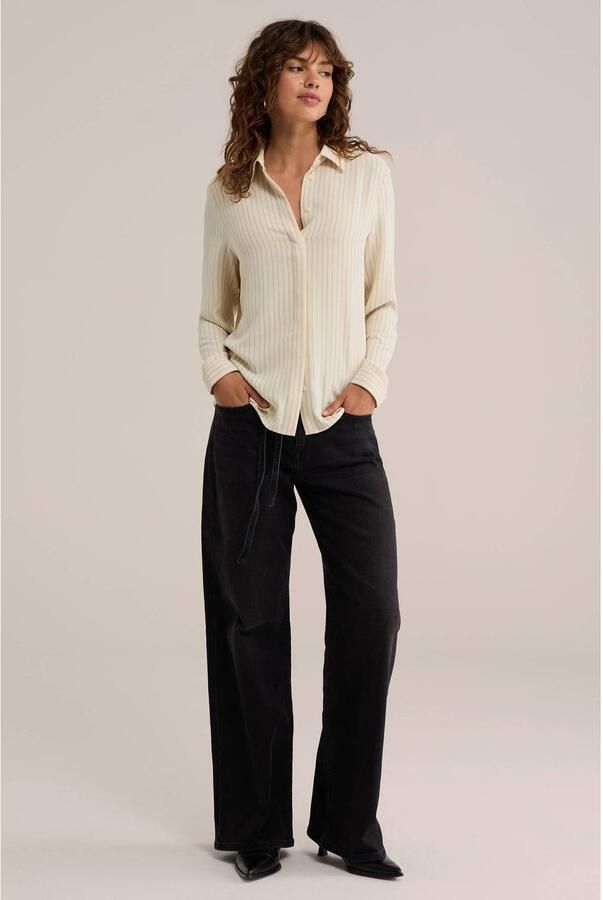 WE Fashion Blue Ridge high waist wide leg jeans met ceintuur zwart - Foto 3