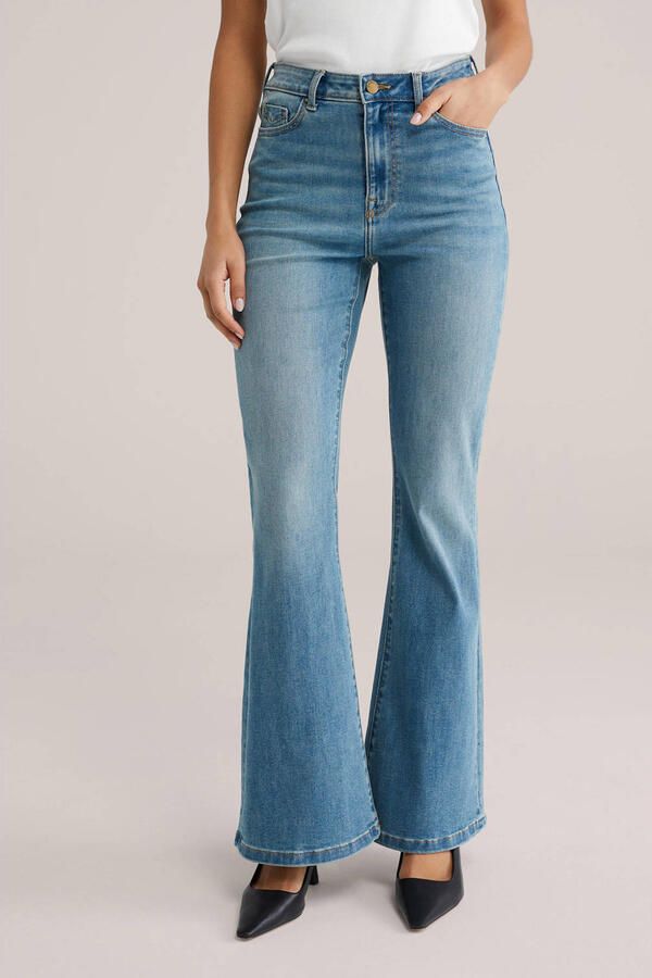 WE Fashion Blue Ridge high waist flared jeans light blue denim