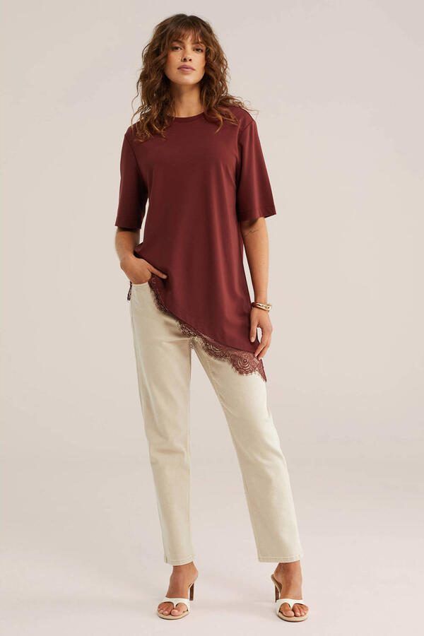 WE Fashion Blue Ridge high waist tapered jeans beige - Foto 3