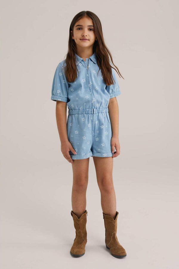 WE Fashion Blue Ridge light blue denim straight playsuit - Foto 1