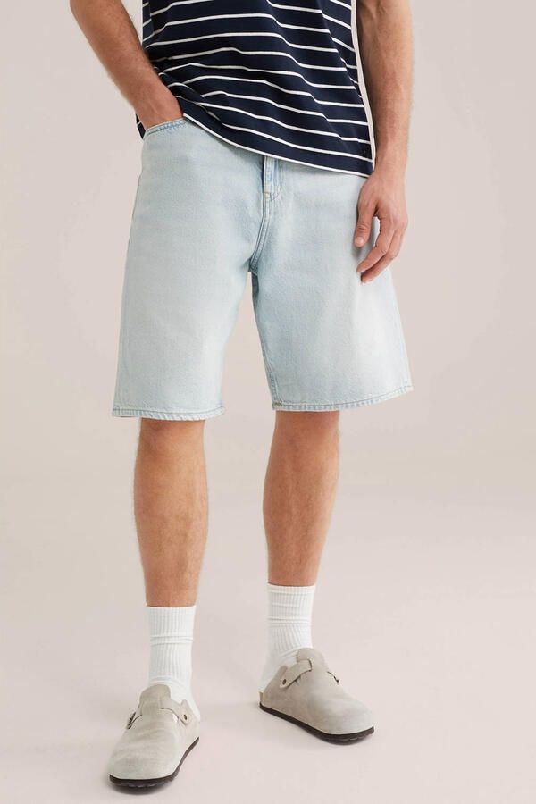 WE Fashion Blue Ridge loose denim short lichtblauw