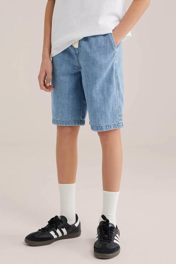 WE Fashion Blue Ridge loose fit denim short medium blue denim