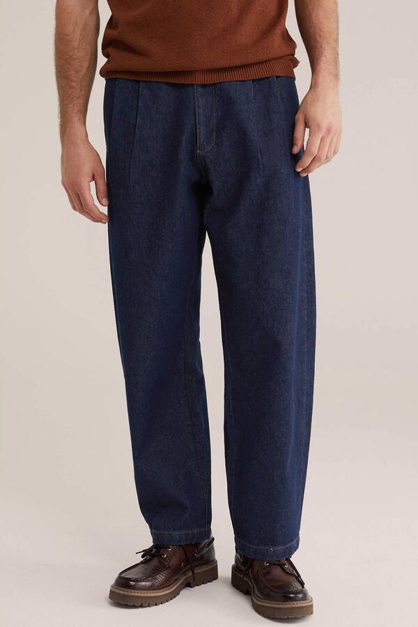 WE Fashion Blue Ridge loose fit jeans donkerblauw