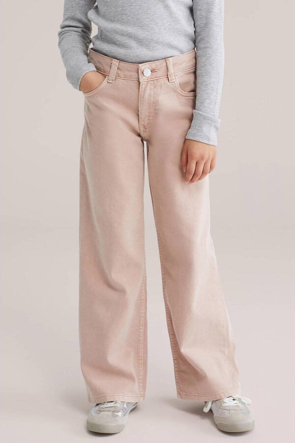 WE Fashion Blue Ridge low waist wide leg jeans roze