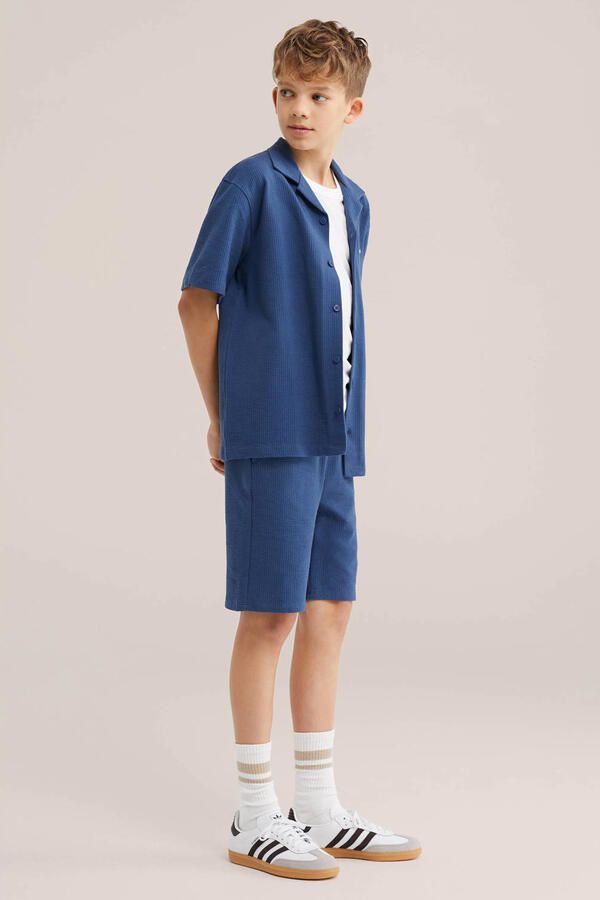WE Fashion Blue Ridge overshirt met backprint met textuur donkerblauw - Foto 2
