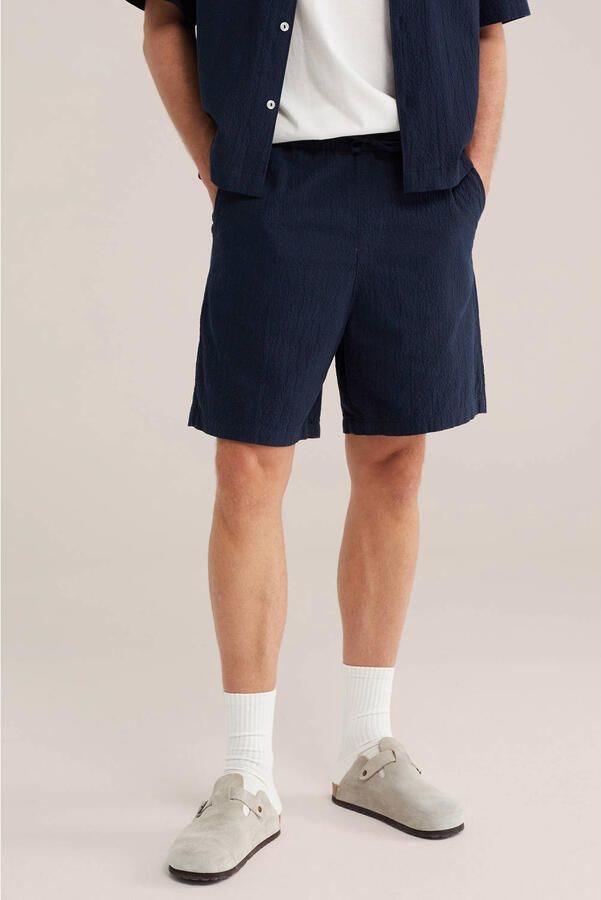 WE Fashion Blue Ridge regular casual short donkerblauw