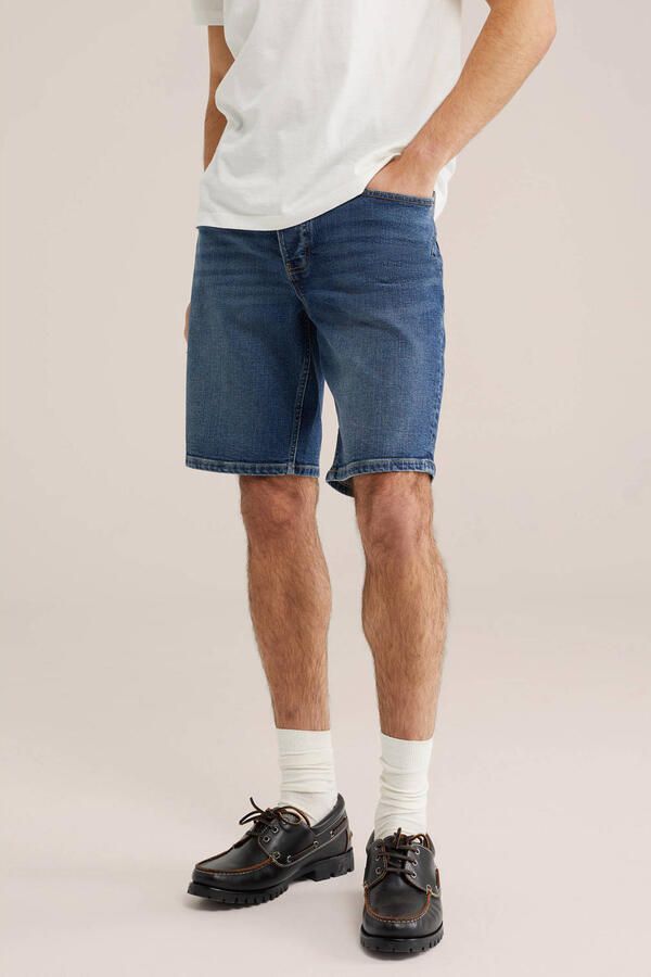 WE Fashion Blue Ridge regular denim short donkerblauw