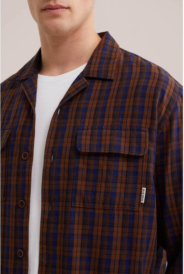 WE Fashion Blue Ridge regular geruit casual overhemd donkerbruin - Foto 2