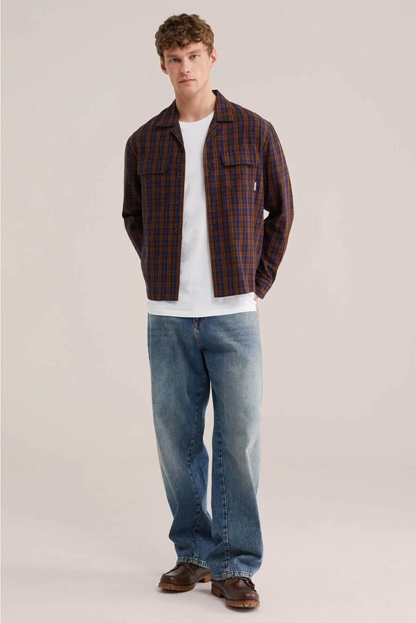WE Fashion Blue Ridge regular geruit casual overhemd donkerbruin - Foto 3