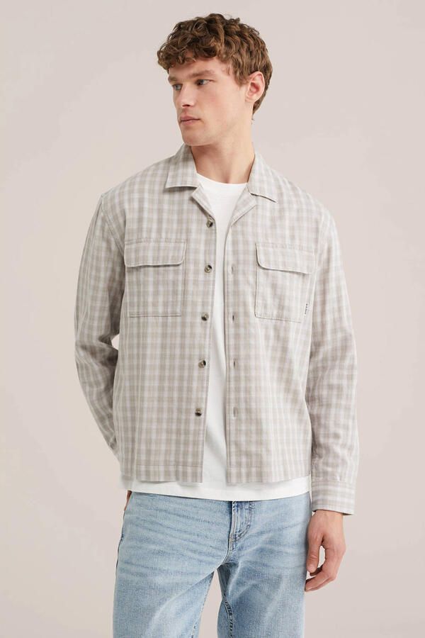 WE Fashion Blue Ridge regular geruit casual overhemd grijs