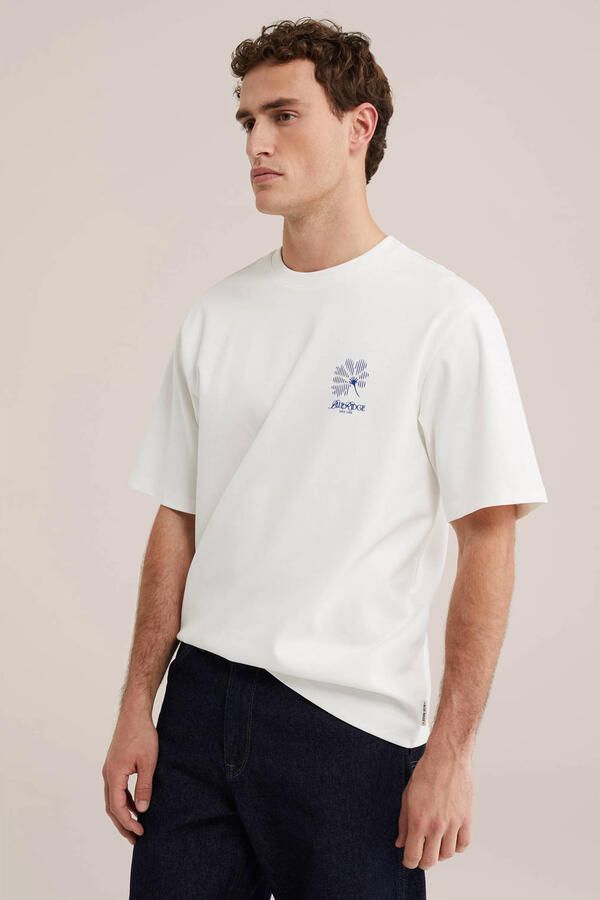 WE Fashion Blue Ridge regular T-shirt met backprint wit