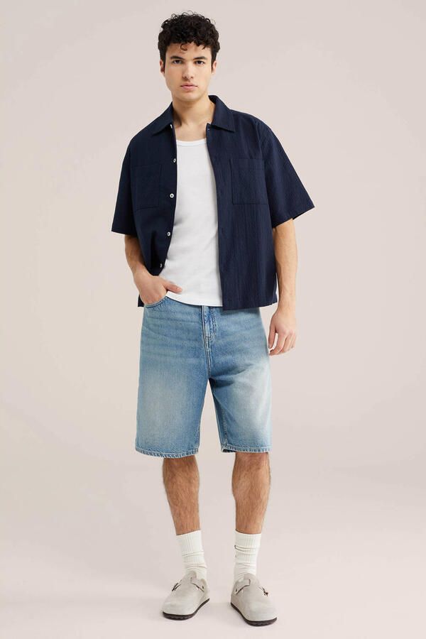 WE Fashion Blue Ridge relaxed casual overhemd donkerblauw - Foto 2