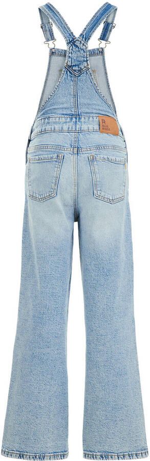 WE Fashion loose fit tuinbroek medium blue denim Blauw Effen 128