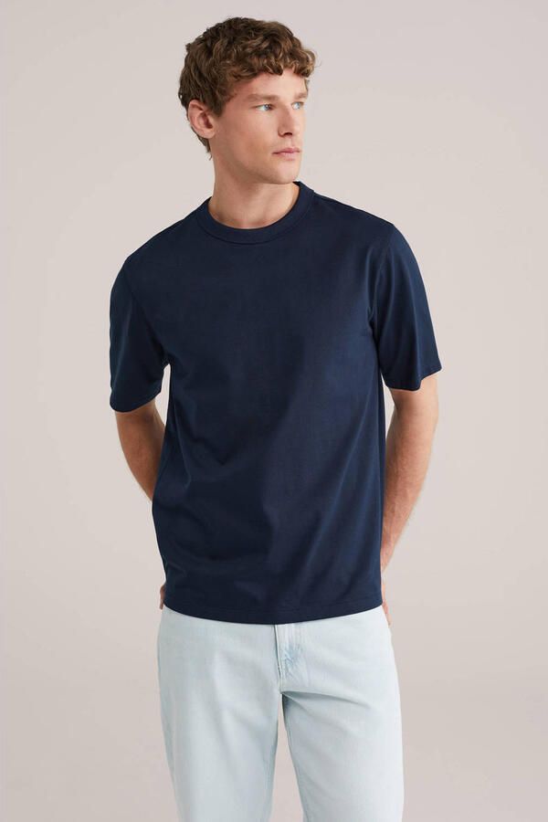 WE Fashion Blue Ridge relaxed T-shirt donkerblauw