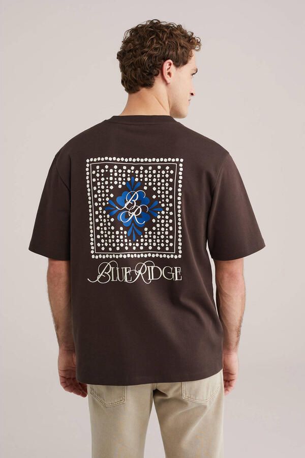 WE Fashion Blue Ridge relaxed T-shirt donkerbruin - Foto 2