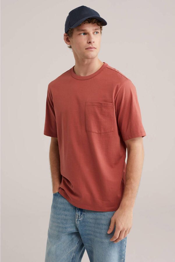 WE Fashion Blue Ridge relaxed T-shirt koraalrood
