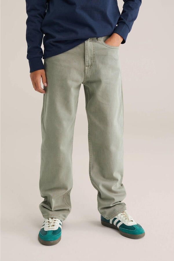 WE Fashion Blue Ridge relaxed  waist loose fit jeans olijfgroen